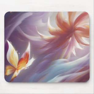 Alfombrilla De Ratón Mariposa estilizada y flor