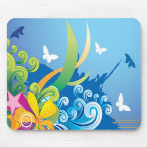 Alfombrilla De Ratón Mariposa floral abstracta Mousepad