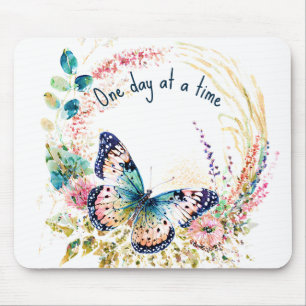 Alfombrilla De Ratón Mariposa floral acuarela personalizada