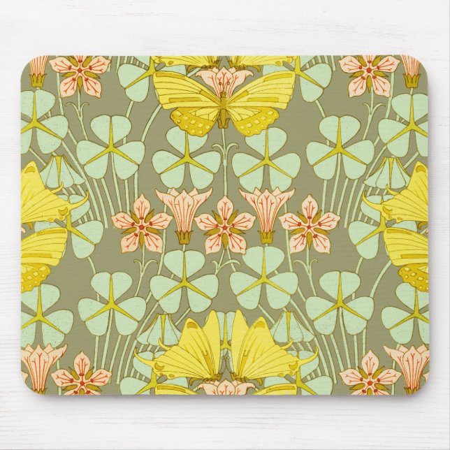 Alfombrilla De Ratón Mariposa Floral Colorido Botánico (Frente)