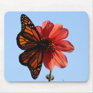 Alfombrilla De Ratón Mariposa monarca en Dahlia