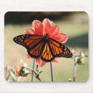 Alfombrilla De Ratón Mariposa monarca en Dahlia