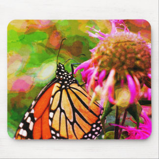 Alfombrilla De Ratón Mariposa Monarca En Flor Abstrato Arte