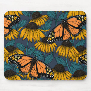 Alfombrilla De Ratón Mariposa monarca sobre las colmenas amarillas