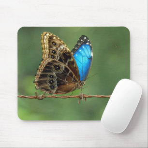 Alfombrilla De Ratón Mariposa Morpho Común en Alambre de Espino