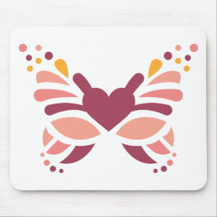 Alfombrilla De Ratón Mariposa Pastel Boho Femenina Elegante