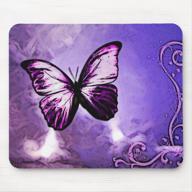Alfombrilla De Ratón Mariposa púrpura Mousepad (Frente)