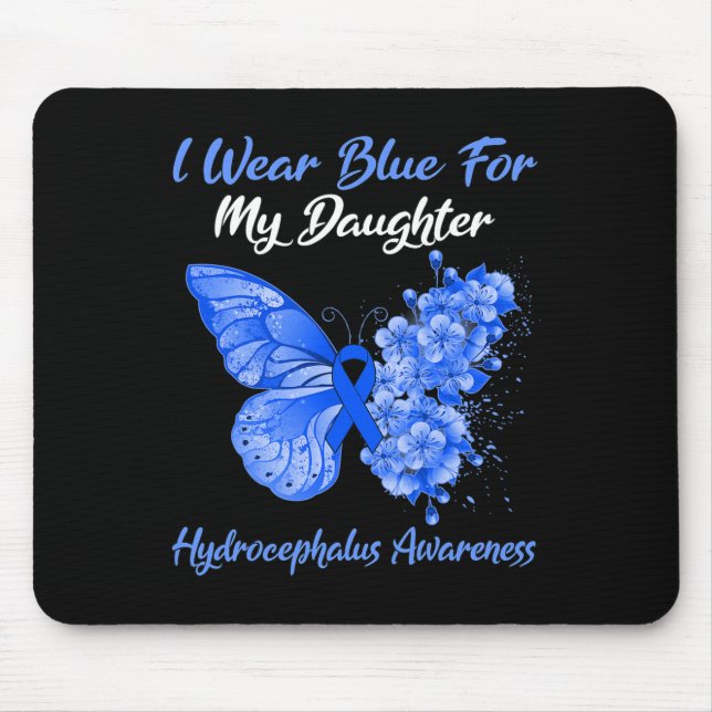 Alfombrilla De Ratón Mariposa Que Uso Azul Para Mi Hija Hydrocephalu (Frente)