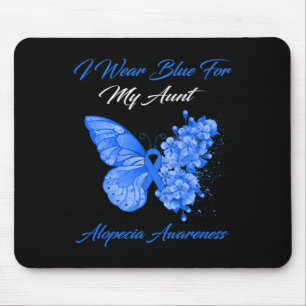 Alfombrilla De Ratón Mariposa Que Uso Azul Para Mi Tía Alopecia Awarene