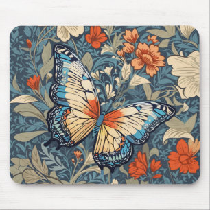 Alfombrilla De Ratón Mariposa Regal en medio de la floral William Morri
