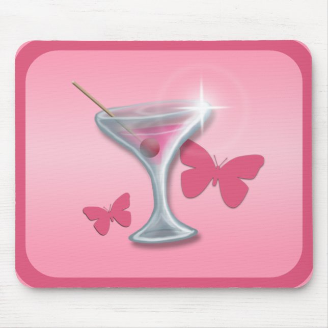 Alfombrilla De Ratón Mariposa rosa Martini mousepad (Frente)