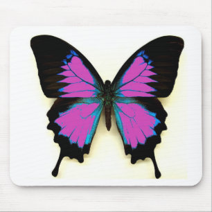 Alfombrilla De Ratón Mariposa rosada, azul y negra