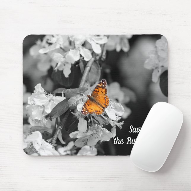 Alfombrilla De Ratón Mariposa Señora Americana En Blossom Mouse Pad (Con ratón)