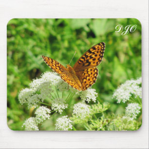 Alfombrilla De Ratón Mariposa tigre en flor blanca