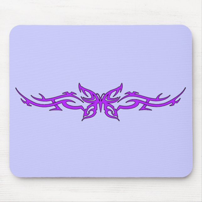 Alfombrilla De Ratón Mariposa tribal en Mousepad púrpura (Frente)