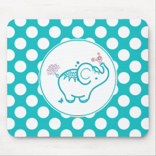 Alfombrilla De Ratón Mariposa Turquesa Y Flor Elefante Y Púrpura