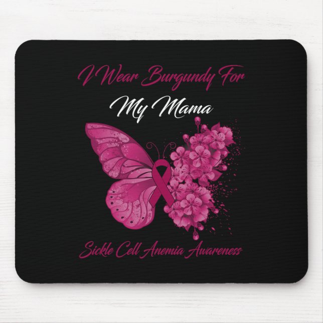 Alfombrilla De Ratón Mariposa: Uso Borgoña Para Mi Mamá. (Frente)