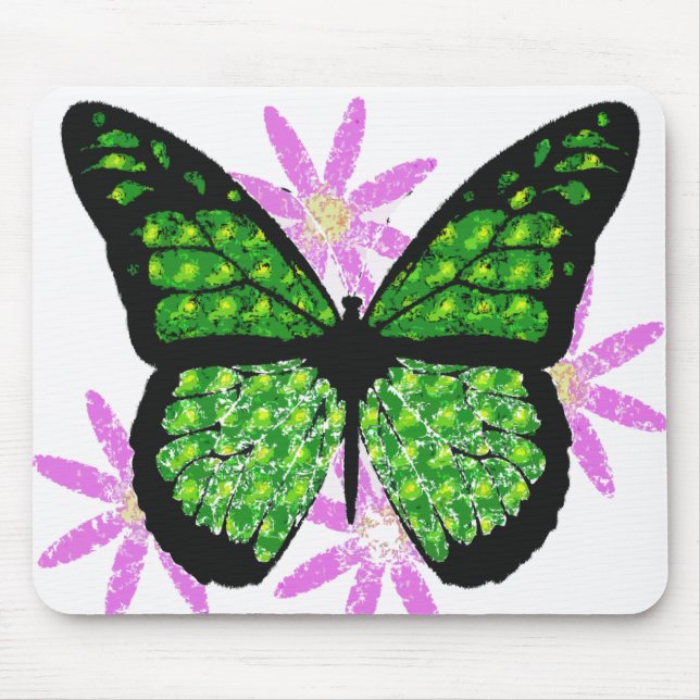 Alfombrilla De Ratón Mariposa verde Mousepad (Frente)