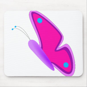 Alfombrilla De Ratón Mariposa Volando Personalizado Morado Rosa Cute