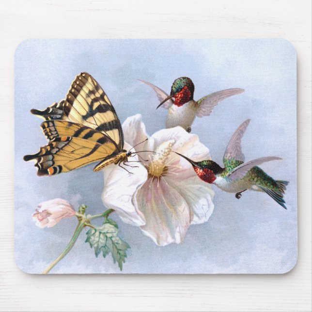 Alfombrilla De Ratón Mariposa y colibríes (Frente)