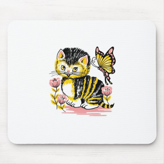 Alfombrilla De Ratón Mariposa y gatitos (Frente)