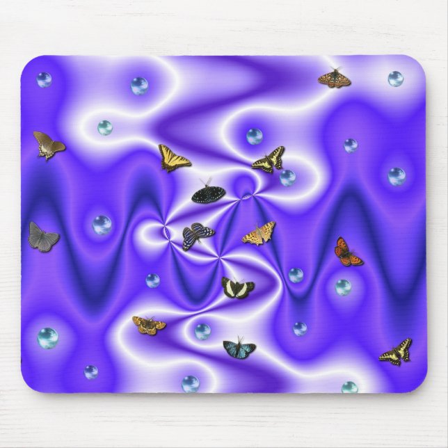 Alfombrilla De Ratón Mariposa y Perlas en seda morada (Frente)
