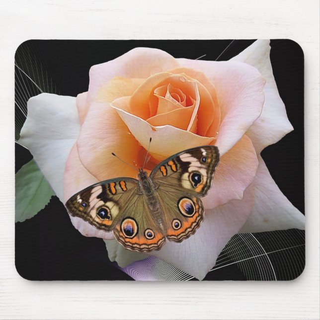 Alfombrilla De Ratón Mariposa y Rosa (Frente)