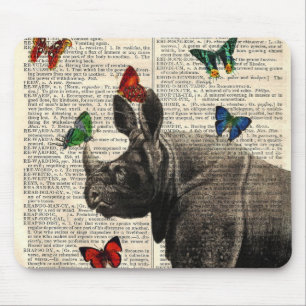 Alfombrilla De Ratón Mariposas alteradas Mousepad del rinoceronte del