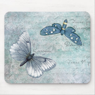 Alfombrilla De Ratón Mariposas antiguas Grunge Francés