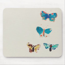 Alfombrilla De Ratón Mariposas azul vintage color agua. Odilon Redon