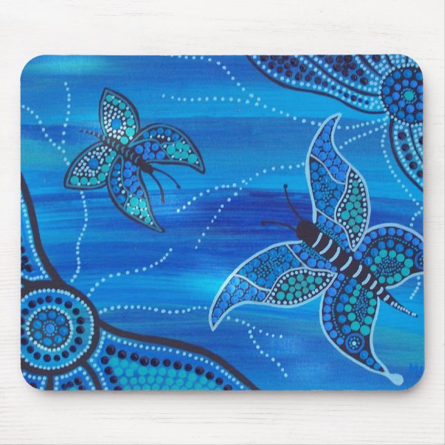 Alfombrilla De Ratón Mariposas azules (Frente)