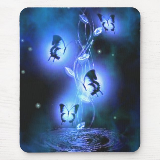 Alfombrilla De Ratón Mariposas azules Mousepad (Frente)