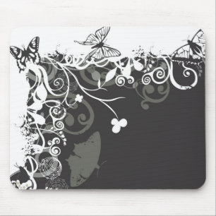 Alfombrilla De Ratón Mariposas blancos y negros Mousepad