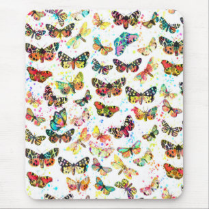 Alfombrilla De Ratón Mariposas de color acuático a la moda