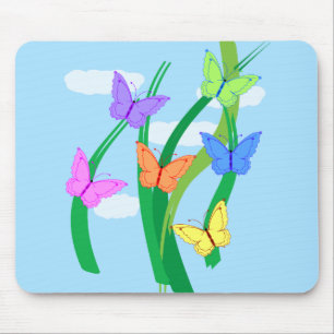 Alfombrilla De Ratón Mariposas de Colores y Cielo