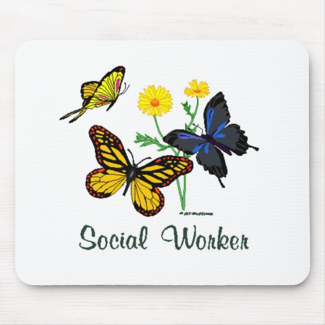 Alfombrilla De Ratón Mariposas del asistente social (Frente)