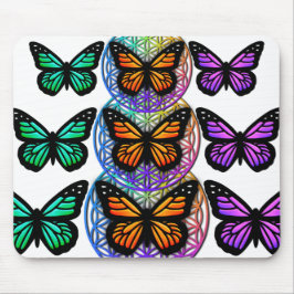 Alfombrilla De Ratón Mariposas elegantes y coloridas flores de vida