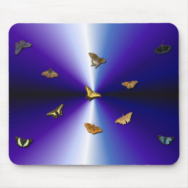 Alfombrilla De Ratón Mariposas en arco iris violeta (Frente)