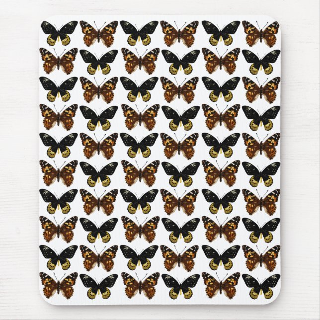 Alfombrilla De Ratón Mariposas en negro y marrón (Frente)
