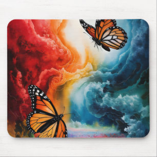 Alfombrilla De Ratón Mariposas en una tormenta colorida.