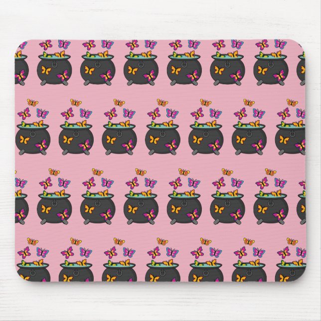 Alfombrilla De Ratón Mariposas mágicas de un Cauldron (Frente)