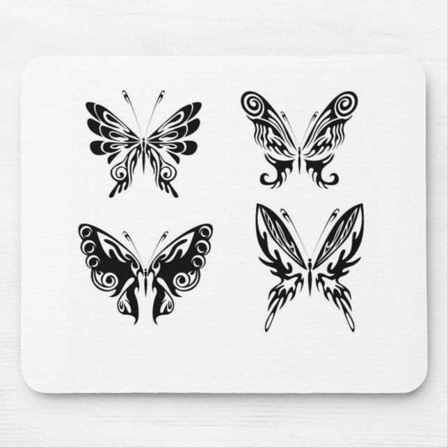Alfombrilla De Ratón Mariposas Negras Y Blancas (Frente)
