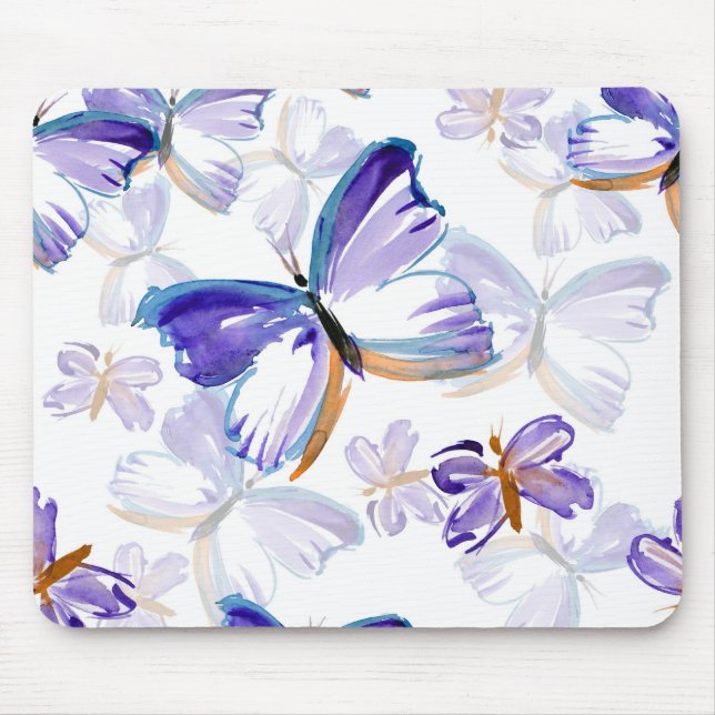 Alfombrilla De Ratón Mariposas pintadas púrpura Mousepad (Frente)