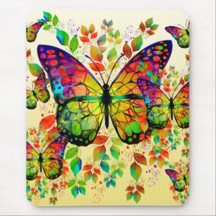 ALFOMBRILLA DE RATÓN MARIPOSAS PRIMAVERALES NATURALEZA COLORIDA