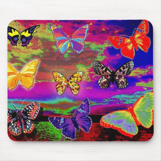 Alfombrilla De Ratón mariposas psicodélicas Mousepad (Frente)