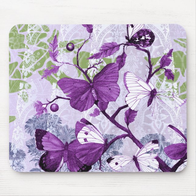 Alfombrilla De Ratón Mariposas púrpuras populares (Frente)