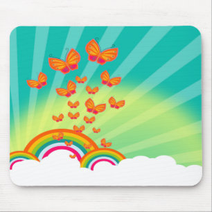 Alfombrilla De Ratón Mariposas sobre los arco iris Mousepad TBA 3/10/09