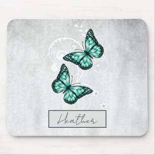 Alfombrilla De Ratón Mariposas Verde azuladas brillantes