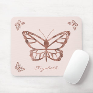 Alfombrilla De Ratón Mariposas y texto personalizado con aspecto de lám