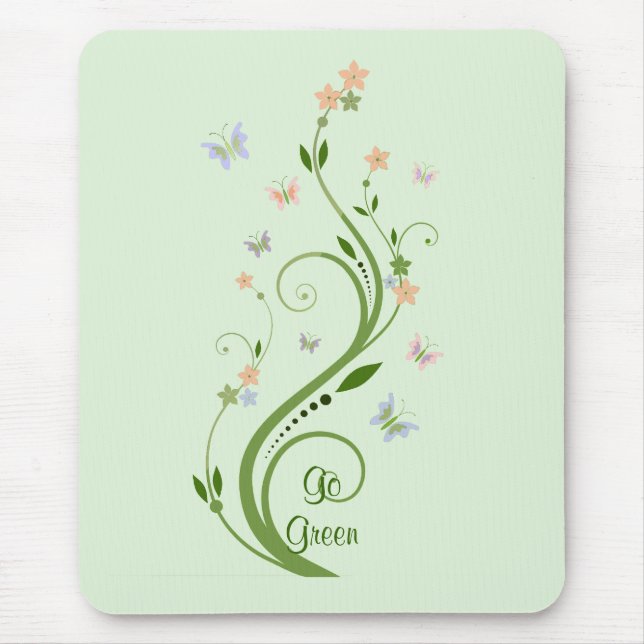 Alfombrilla De Ratón Mariposas y vino verde (Frente)